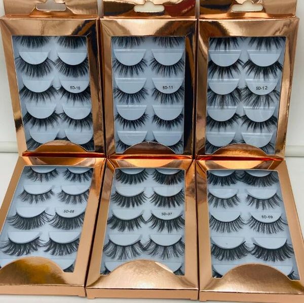 

new arrival thick mink false eyelashes set 5 pairs natural long handmade fake lashes mink fur hair with laser packing drop shipping