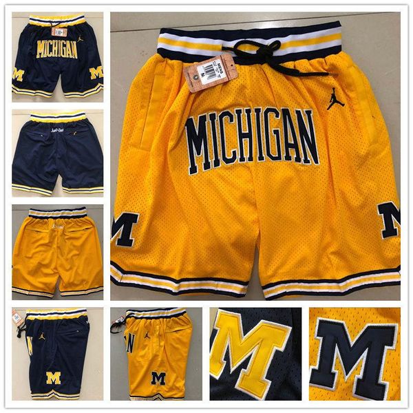 

2019 michigan just don man hip hop motion wind basketball shorts stripe network lining split joint wolverines sports pants, Black