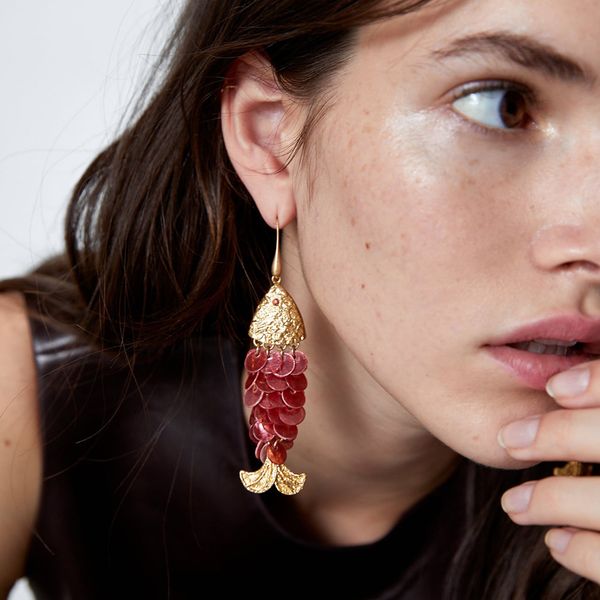 

new design fish shape alloy earrings shell geometric long tassel earrings for women fashion stud earring, Silver