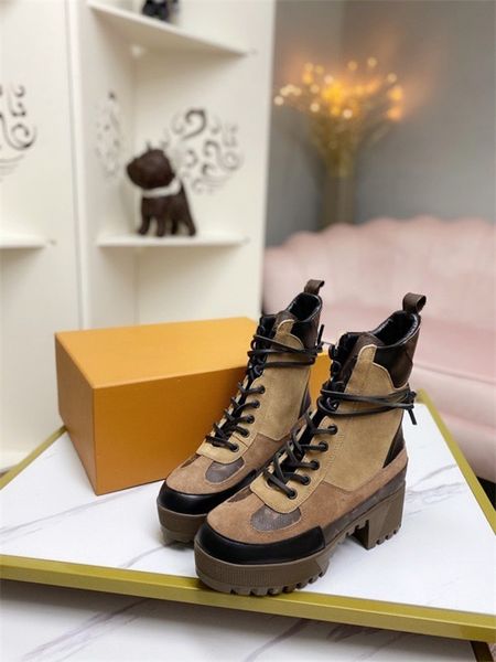 

women laureate desert boot martin boots suede calf leather canvas beige treaded rubber 5 cm / 2 inch platform heel shoes size35-40, Black