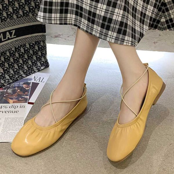 

2020 spring autumn women ballet flats cross-tied slip on shoe ladies shallow single shoes soft grandma shoes zapatos mujer 8247c, Black