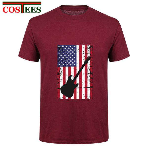 

vintage guitar american flag t shirt men guitarist patriotic love music gift t-shirt homme punk tshirt hip hop hipster retro tee