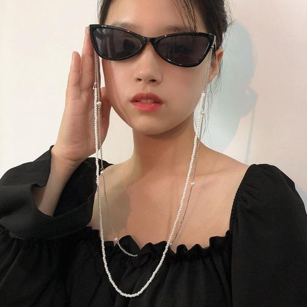 

bohemia reading glasses chain imation pearl beads gold color sunglasses cords eyeglass chain eyewears holder rope neck strape, Silver