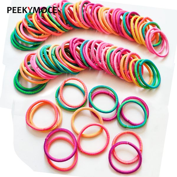 

40/80pcs girls hair bands wave colors safe elastic rubber bands children ring elast tie ponytail holder kids hair accessories, Slivery;white
