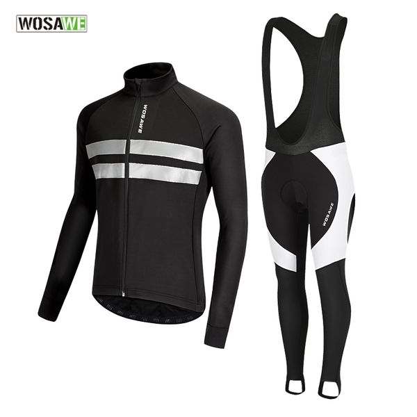 

wosawe мужчины велоспорт куртка set светоотражающие ветрозащитный warm up зима мужчины джерси костюм открытый велосипед mtb одежда bib pant, Black;blue