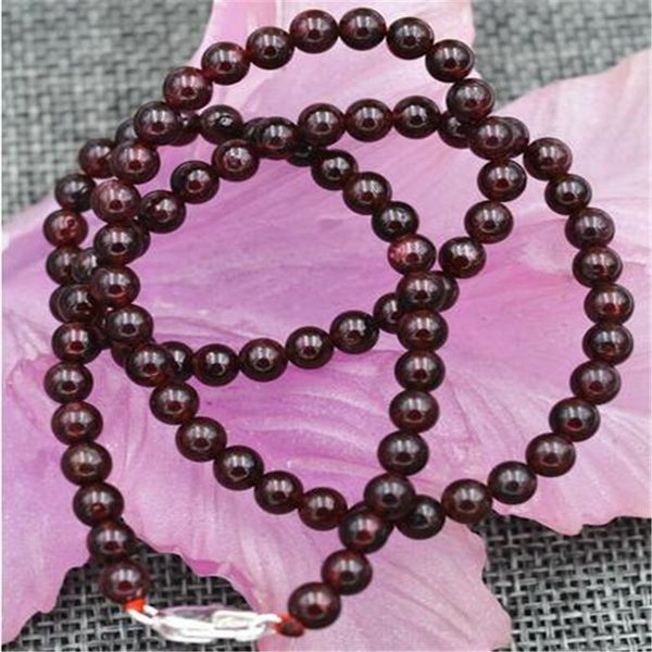 

4mm naturel inde grenat lisse collier de pierres prÃ©cieuses 18 "fermoirs en argent aaa, Silver