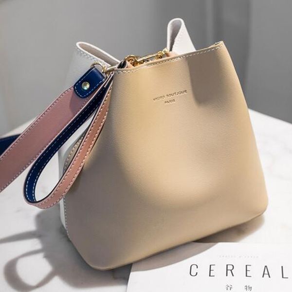 

large capacity handbag messenger bag women bag contrast bucket ladies shoulder pu leather crossbody