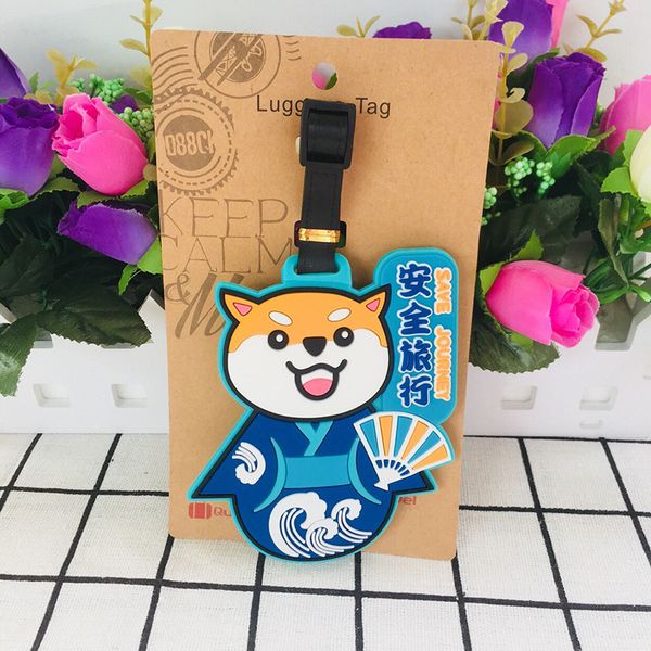 

cartoon dog keychain pvc key chain shiba inu dali temple waist tag boarding pass cute fun pendant baggage tag kids, Silver