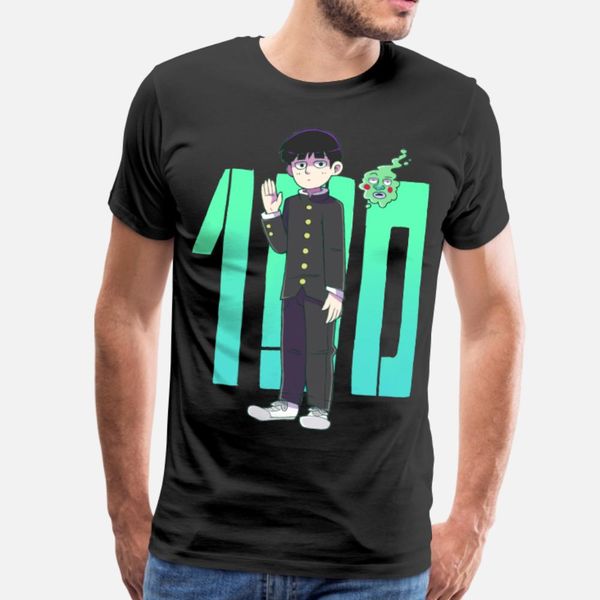 

mob psycho t shirt men print tee shirt crew neck leisure crazy comical spring autumn pictures shirt, White;black