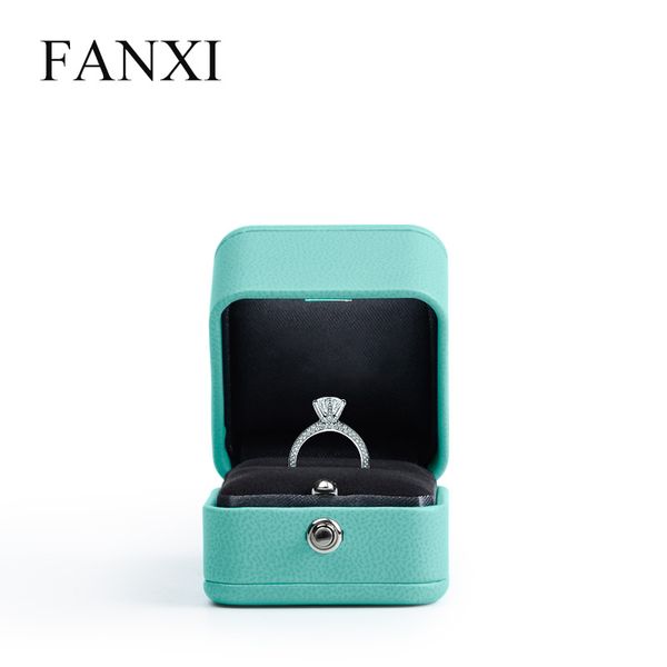 

fanxi jewelry gift box ring box blue leather ring packaging box ring necklace organizer for wedding propose mx200810, Black;white