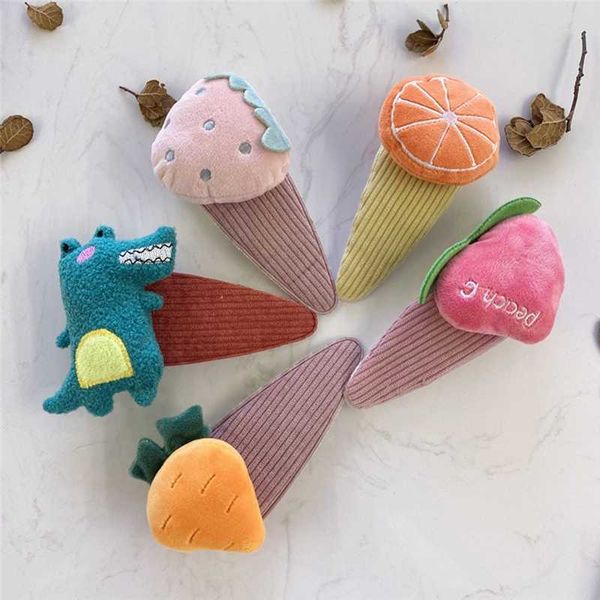 

imixlot new creative lovely fabric cartoon fruit animal hair clip women girls sweet charm barrettes casual headwear, Golden;silver