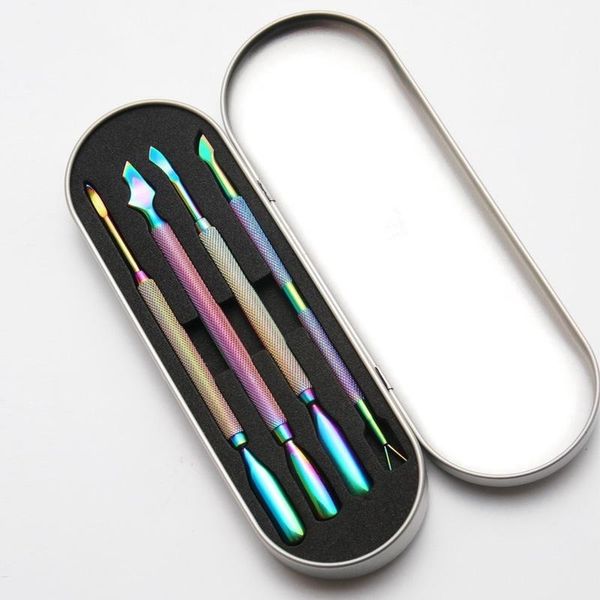 

rainbow nail manicure tools stainless steel dead skin remover nail file manicure cutter spoon cuticle pusher clipper nail art manicure tools