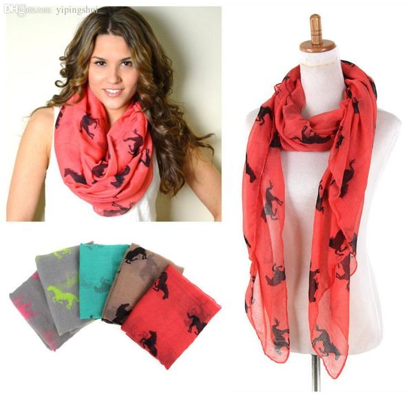 Atacado-180 * 100 centímetros, moda novas mulheres cavalo animal algodão estampado voile xale protetor solar toalha de praia de seda Scarf Cachecol