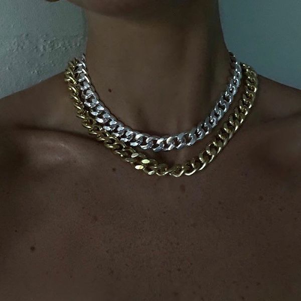 

2pcs/set simple women necklaces set metal geometric clavicle chain gold silver color necklace birthday party female jewelry