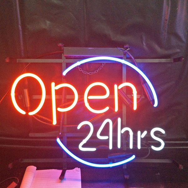 

open 24hrs neon sign light outdoor bar club display entertainment decoration neon lamp light with metal frame backing