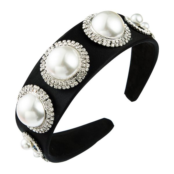 

hair accessories retro european and american hairband women rhinestone big pearl bridal headband exaggerated womens fashion