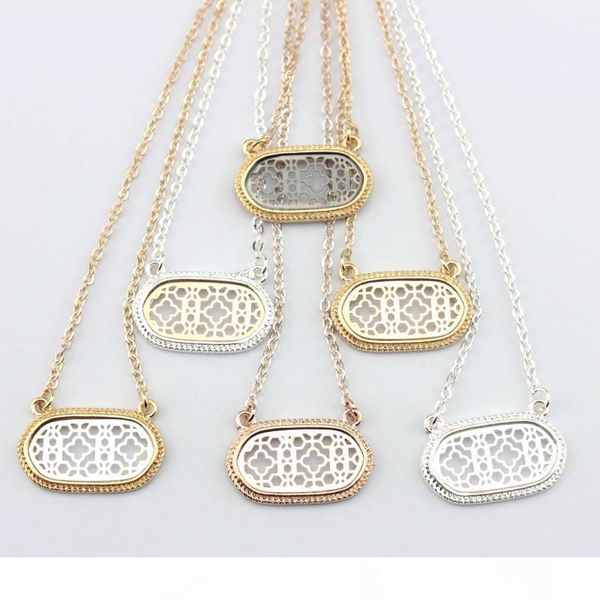 

christmas gift selling gold silver rose black cut out filigree oval pattern geometric statement necklace hollow oval cxhoker necklace