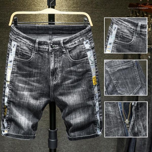 

pants straight mid waist zipper fly pants fashion patchwork pocket jeans mens designer knee length street jeans, Blue