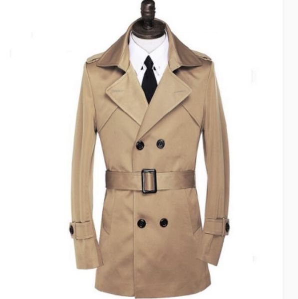 

trench coat men overcoat mens 2020 new designer slim clothing business medium-long outerwear casaco masculino ing, Tan;black