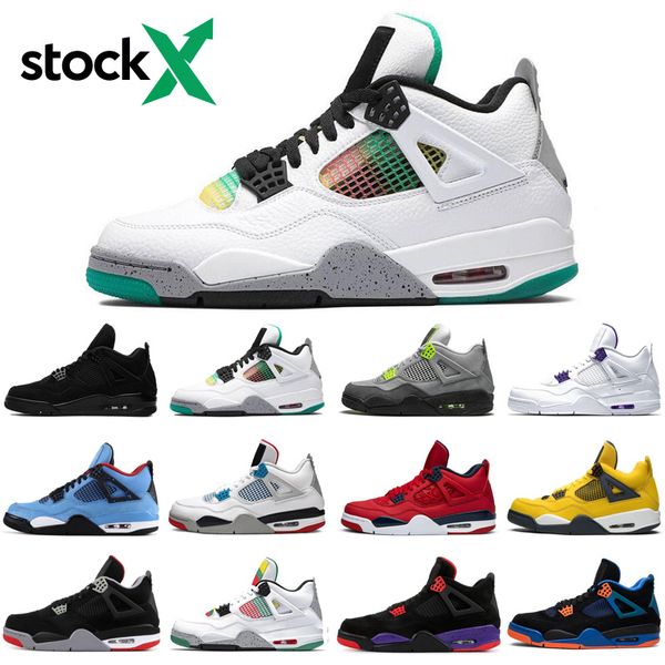 

wholesale jumpman 4 4s cactus jack men womens basketball shoes neon court purple bred mens trainers sports sneakers size 5.5-13