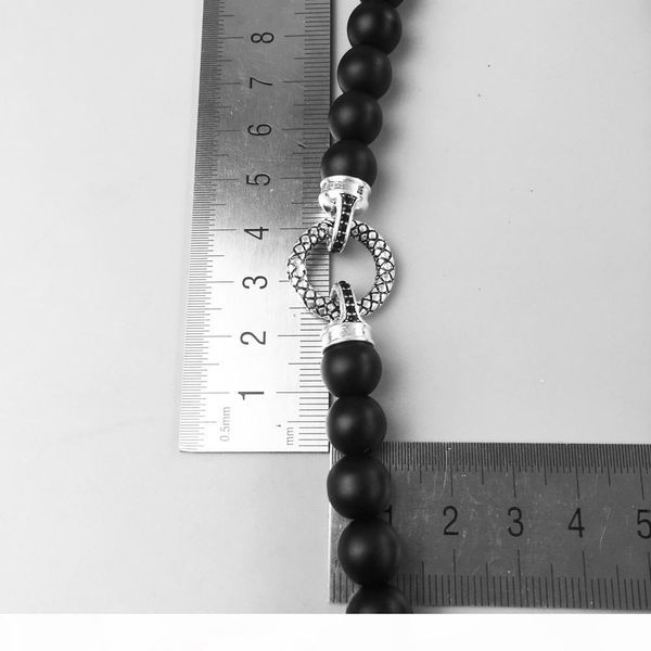

beads necklace carrier 10mm obsidian, 2018 new fashion 925 sterling silver jewelry european punk gift for men women boy girls j190530