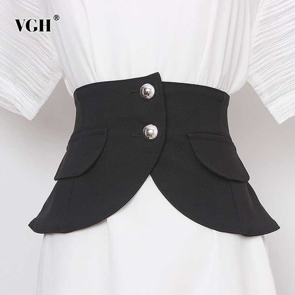 

vgh elegant women girdle high waist patchwork pockets cotton casual girdles for female accessories clothing 2020 summer tide, Black;brown