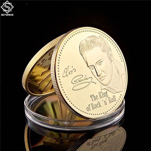 

elvis presley 1935-1977 the king of rock roll 1oz gold plated art commemorative coin gift