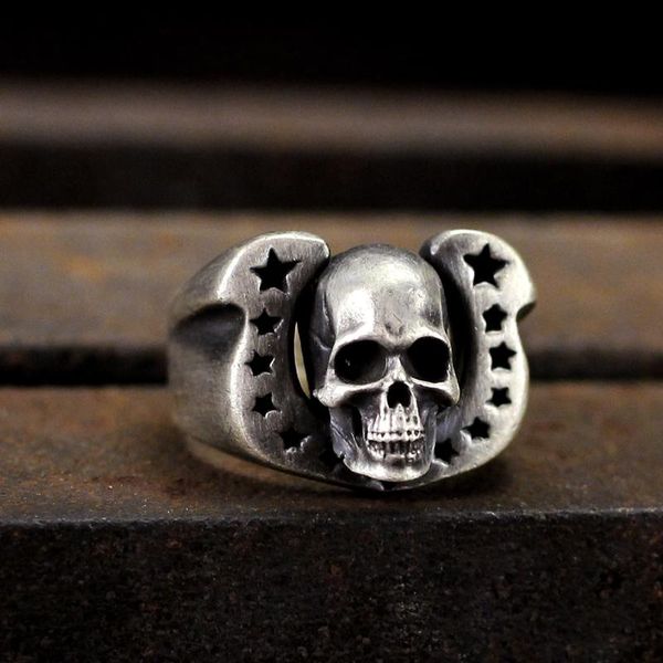 

cool men's fashion vintage punk 316l stainless steel ring skull rings party biker jewelry size 7-13, Silver