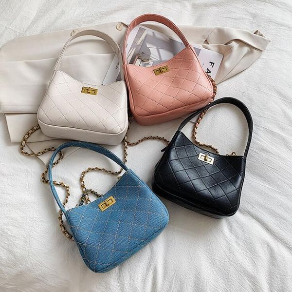 

ins women handbags new fashion shoulder bags large capacity bucket check chain totes crossbody bag