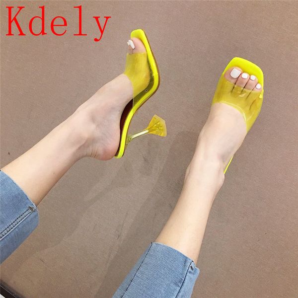 

dress shoes women sandals celebrity wearing simple style pvc clear strappy high heels woman transparent yellow, Black