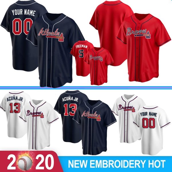 

13 ronald акуна jr. 2020 пользовательских мужчины basball трикотажных изделий фредди фриман albies дэйл мерфи фрезерно джонс dansby swanson, Blue;black