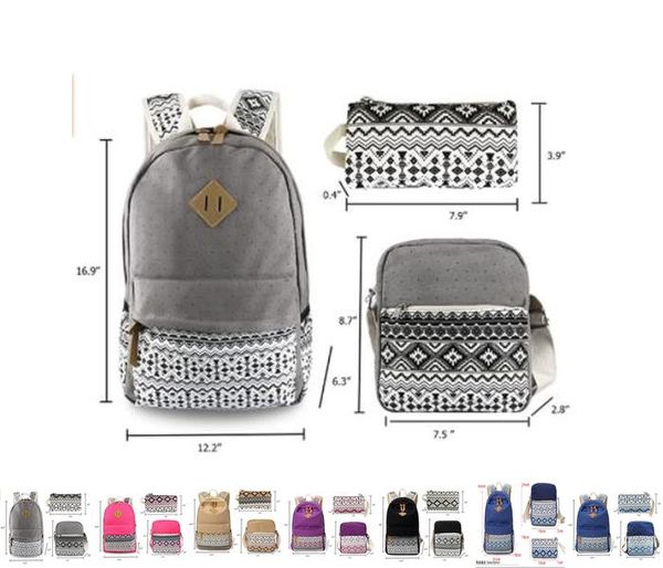 

canvas 3pcsset lightweight case and teen student bag shoulder backpack with school pen bags girls lapand boys for bookbag black bpxam