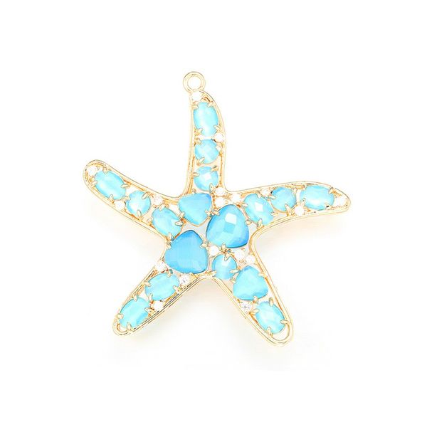 

zhukou 52x54mm fashion crystal starfish pendant for women handmade necklace earrings making accessories model:vd417, Bronze;silver