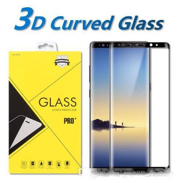 

3d curved tempered glass for samsung galaxy note 8 9 screen protector for galaxy s20 ultra s10 5g s9 s8 plus s7 s6 protective film with box