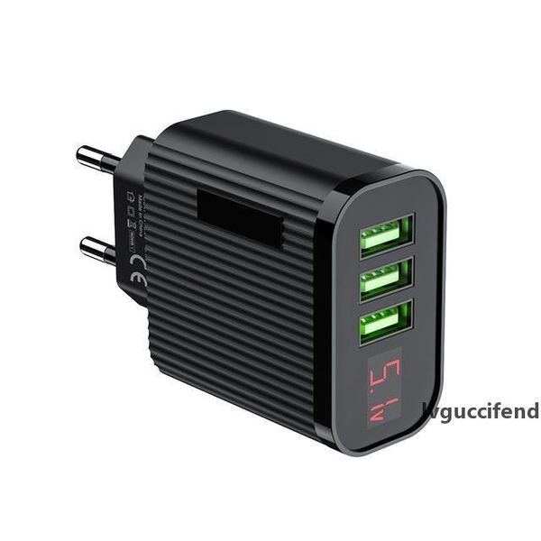 

new qc3.0 usb charger 3 port usb 3a smart fast charger digital display phone travel wall charger adapter for iphone samsung xiaomi