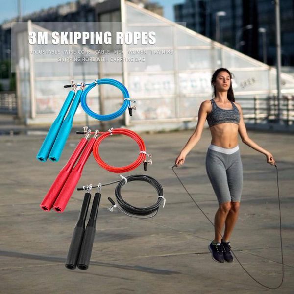 

jump ropes solid color 3m skipping ropes gym fitness training adjustable fast speed jump with bag