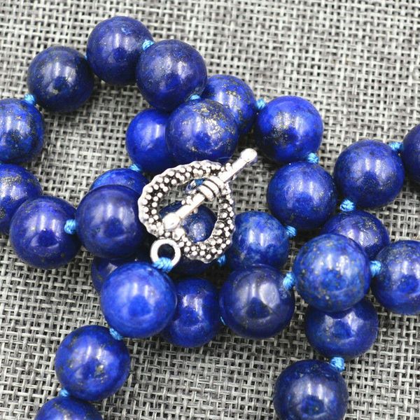 

new 12mm blue lapis lazuli round beads necklace 18"tibetan silver love clasps