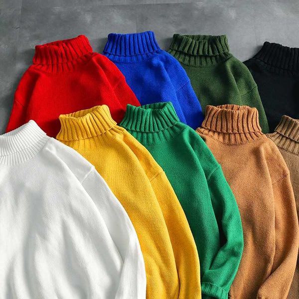 

men's sweaters harajuku solid color 9 style candy clothes korean retro warm turtleneck man women streetwear couple, White;black