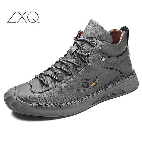 

2020 new shoes men casual shoes high sneakers men leather flats sneakers quality men's masculinas boots, Black