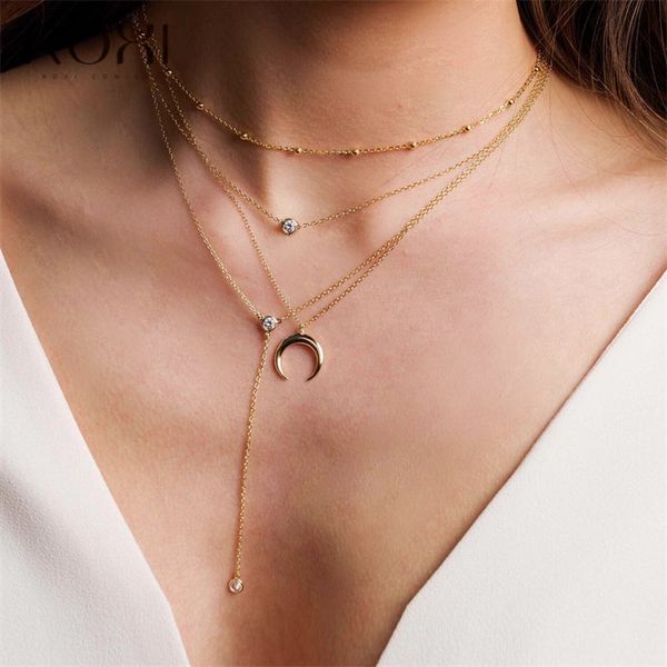 

AprilGrass Brand Brass Real Necklace for Women Girl Jewelry Gold Silver Color Ball Beads Chain Necklace Collar Choker Necklace