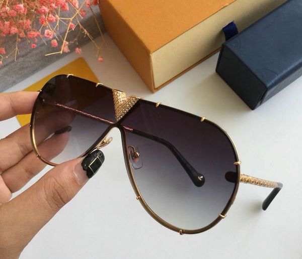 

rimless pilot sunglasses with stones gold grey shaded occhiali da sole firmati uv400 men sunglasses with box, White;black