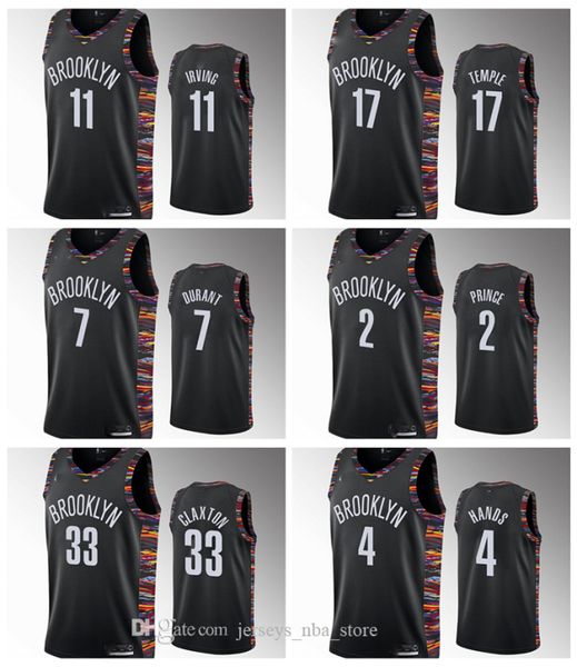 

2020 brooklyn nets men kyrie irving 2019-20 basketball black jersey caris levert taurean prince joe harris kyrie irving, Black;red