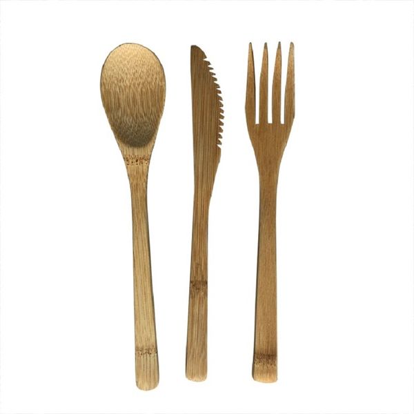 Set di posate in bambù Set di posate in cucchiaio forchetta coltello in bambù naturale Set di posate in bambù Posate da cucina