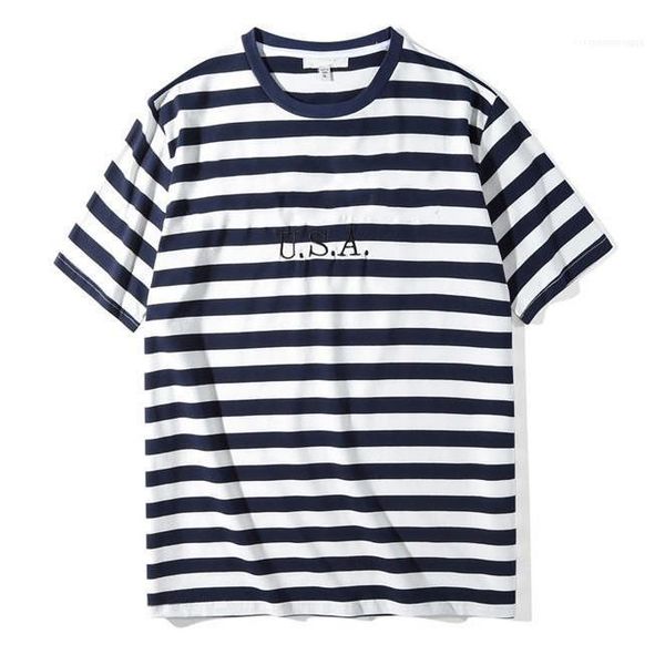 

male clothes jeans usa mens striped tshirts summer fashion embroidery designer mens tees short sleeved loose casual, White;black