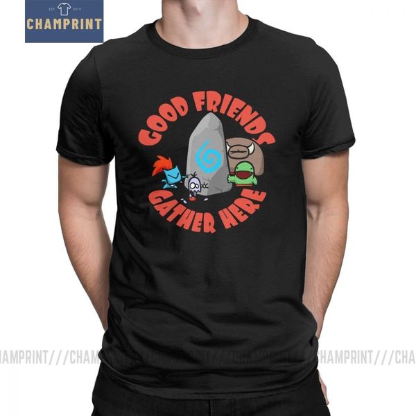 

men's t-shirts good friends horde carbot vintage pure cotton tee shirt short sleeve anime gaming game t shirt crewneck