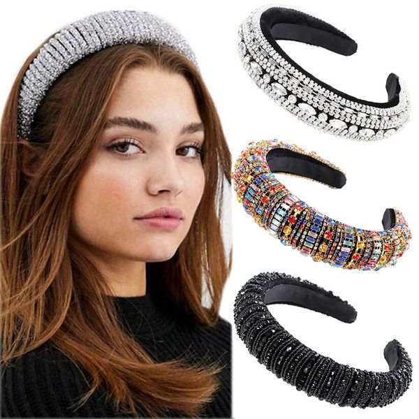 

women rhinestone bezel hairbands headdress luxurious elegant head hoop headwear fashion ladies hair accessories, Silver