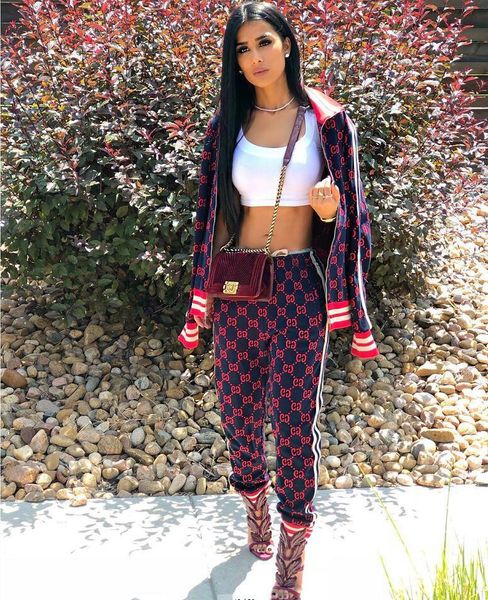 

spring autumn print stripe tracksuits women two piece set zipper jacket and pants suit jogger set casual sports suit streetwear, Gray