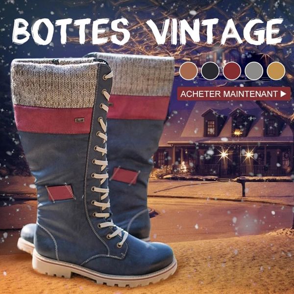 

women middle calf boots low thick heel winter vintage pu leather lace up booties shoes tc21, Black
