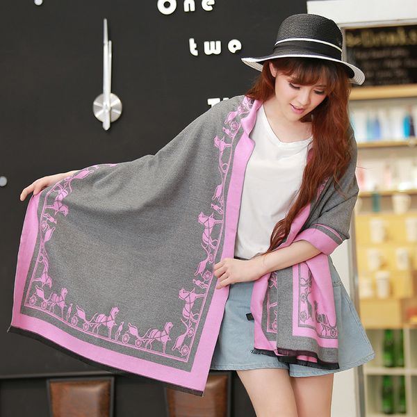 

scarves autumn winter cashmere thick long scarf air conditioning shawl carriage female students all-match luxury designer, Blue;gray