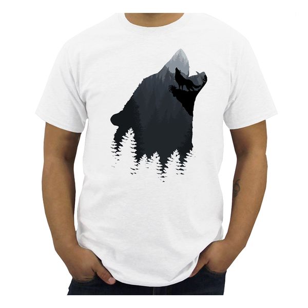 

men's fashion wolf mountain printed t-shirt short sleeve novelty o-neck design cool tee funny t shirts streetwear s-5x
